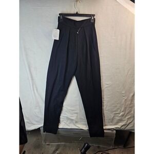Vintage Woolmark 100% Merino Wool High Waisted Pleated Trousers Black Small 1504